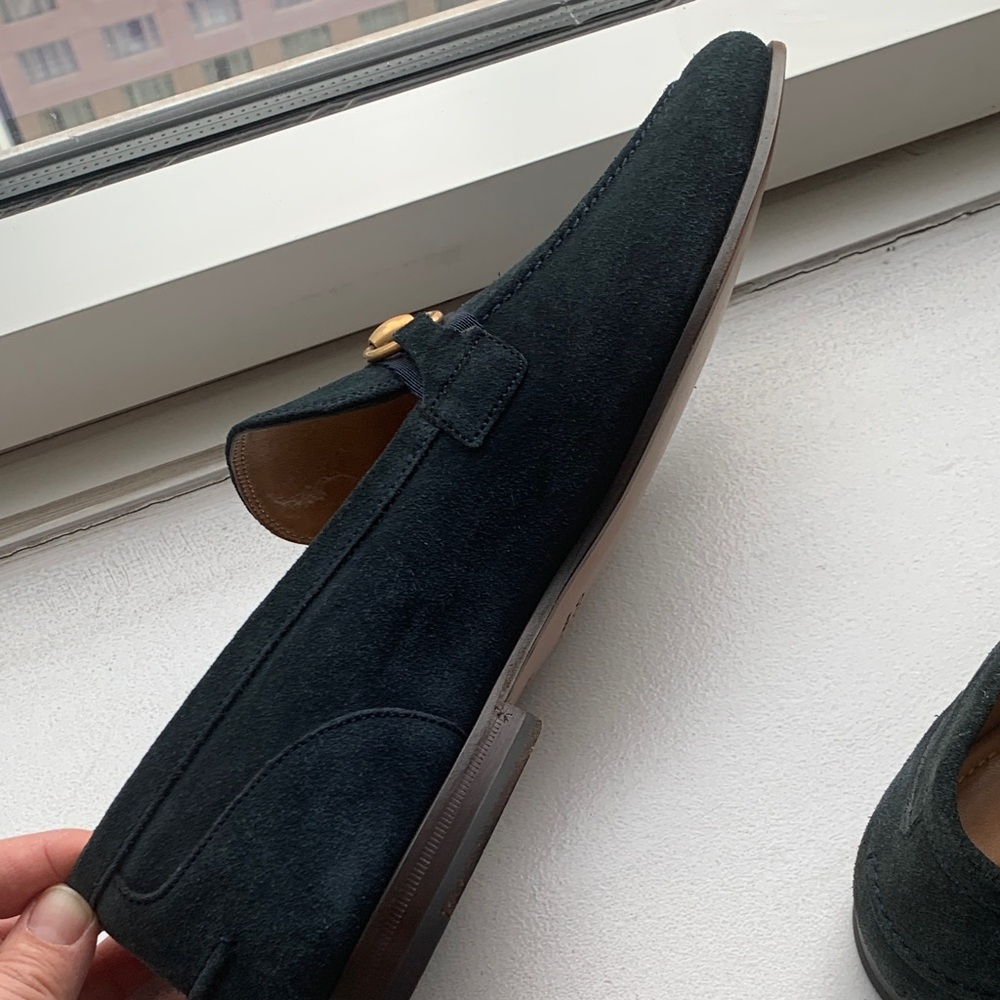 Gucci Men's Blue Suede Loafers with Gold Horsebit - Picture 7 of 9